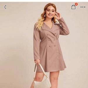 Plus size front double breasted blazer dress
